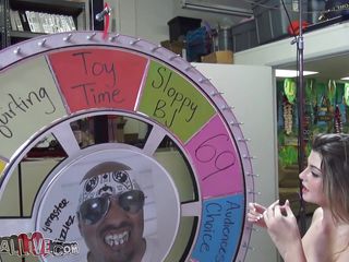 gal spins the wheel of sex and ends up giving head